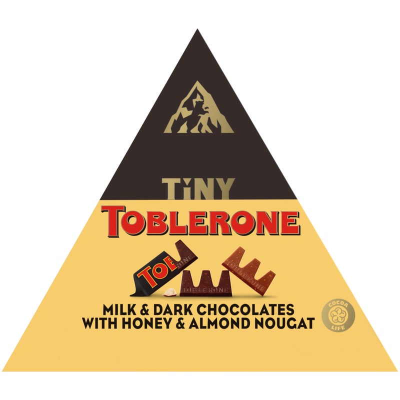 TOBLERONE Tiny Assorted Chocolate Bars Variety Pack (Milk & Dark), 1 Gift Box (25 Pieces) - Image 1