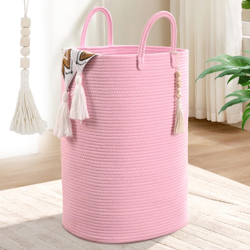 WENMER Woven Laundry Basket for Clothes, 65L Large Rectangle Laundry Hampers, Nursery Storage Basket for Toys, Tall Dirty Clothes Hamper for Bedroom Aesthetic, Bathroom, Laundry Room - Image 1