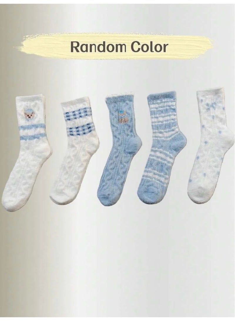Women’s Winter Socks Set Of 5 Pairs – Assorted Long Winter Socks With Various Designs Made From Ultra-Soft Fabric, Providing Excellent Warmth During Cold Winter Days - Image 5