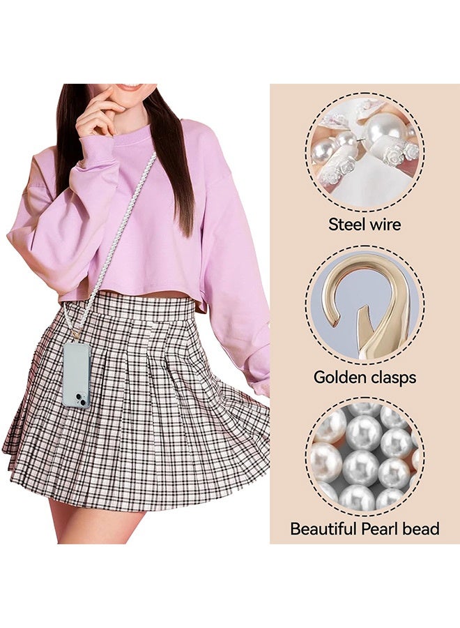 Tersely Pearl Chain Phone Lanyard, 120cm Length with 4 Tether Tabs, Anti-Theft Crossbody Strap for iPhone 17/16 Pro Max/Samsung/Google and Most Smartphones, Phone Neck Holder for Women - Image 4