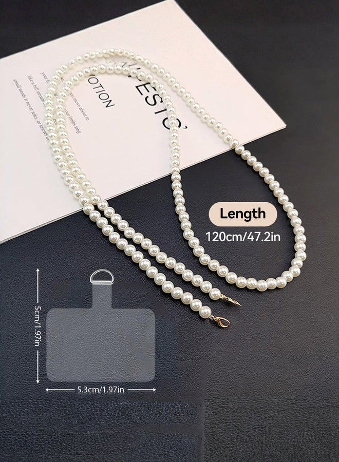 Tersely Pearl Chain Phone Lanyard, 120cm Length with 4 Tether Tabs, Anti-Theft Crossbody Strap for iPhone 17/16 Pro Max/Samsung/Google and Most Smartphones, Phone Neck Holder for Women - Image 2