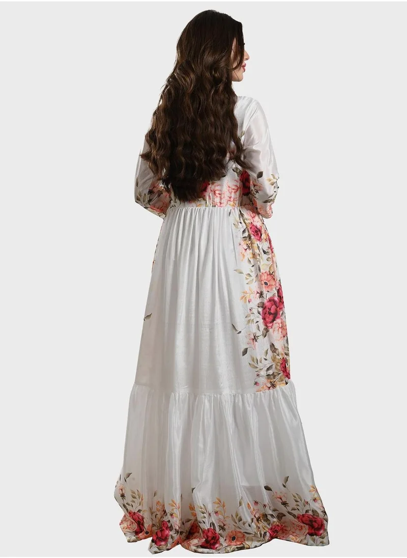 توب تاتو Floral Print Tiered Dress