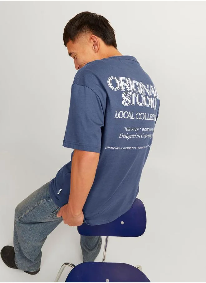 جاك اند جونز Brooklyn Back Print Crew Neck T-Shirt