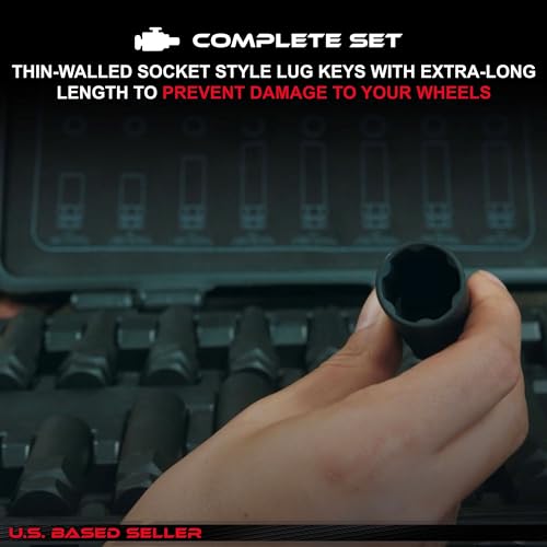 ABN طقم أدوات إزالة قفل العجلات من ABN مجموعة مفاتيح صمولة العجلات 16 قطعة SAE/مترية - Image 3