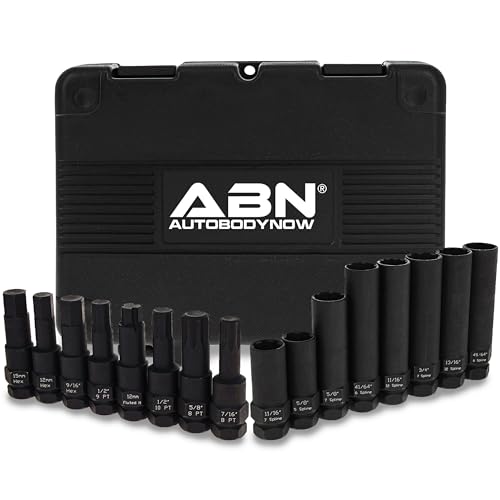 ABN طقم أدوات إزالة قفل العجلات من ABN مجموعة مفاتيح صمولة العجلات 16 قطعة SAE/مترية - Image 1