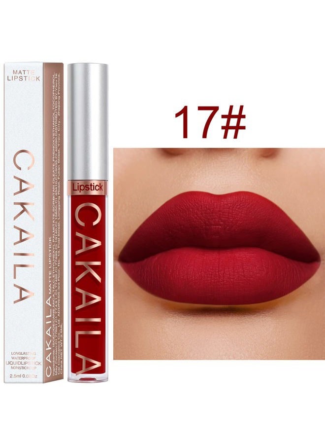 KARNAR 3Pcs Lipstick Matte Liquid Lipstick Lipgloss Set for Women labiales mate 24 horas originales matte larga duracion 24 Deep Red Original 24 Hour Lipstick Lip Stain Long Lasting Waterproof - Image 3