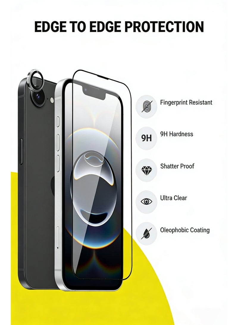 مستقبل نوفا واقي شاشة وكاميرا 2 في 1 لهاتف آيفون 17e/16e من آبل - درع شفاف عالي التغطية لحماية كاملة من الخدوش والصدمات - واقي شاشة وكاميرا لهاتف آيفون 17e/16e من آبل - Image 2