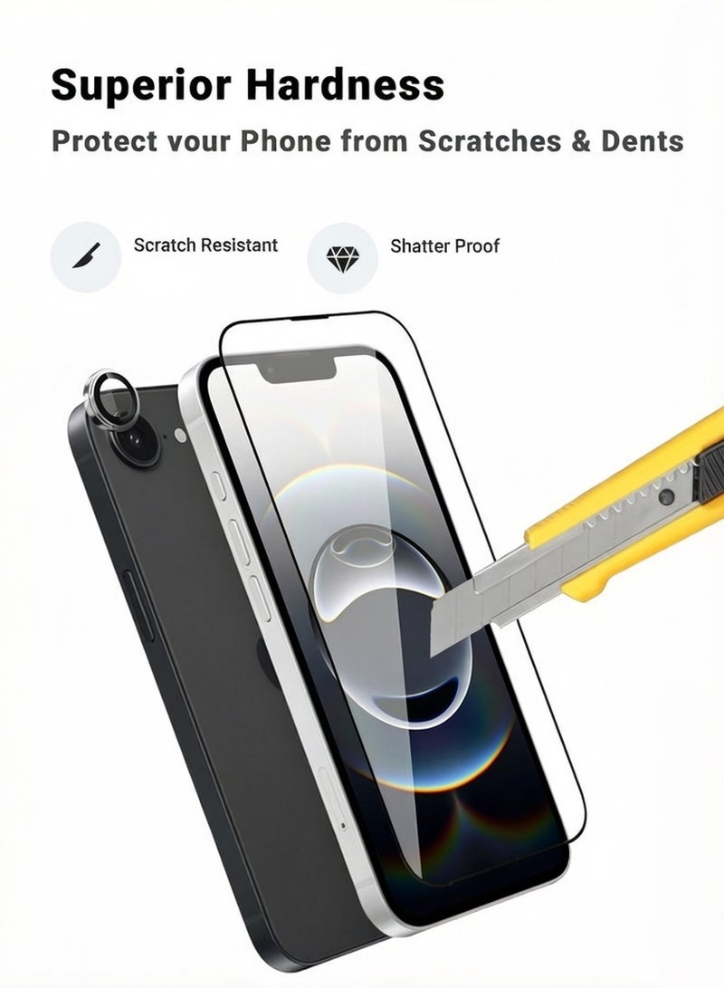 مستقبل نوفا واقي شاشة وكاميرا 2 في 1 لهاتف آيفون 17e/16e من آبل - درع شفاف عالي التغطية لحماية كاملة من الخدوش والصدمات - واقي شاشة وكاميرا لهاتف آيفون 17e/16e من آبل - Image 3