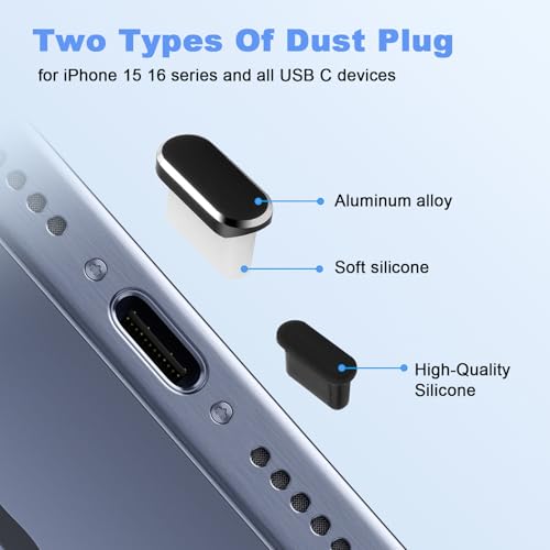 AILOVETECK USB C Dust Plug for iPhone 15 16 17 Series, USB C Port Cover Phone Speaker Cover, Phone Charging Port Cleaner for Samsung Galaxy S23, S22 Ultra S21 FE S20, Note 20 and All Type-C Devices - Image 4