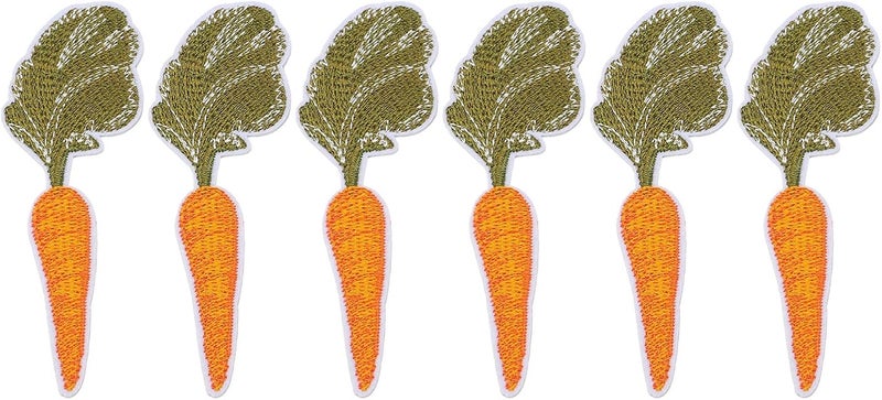 GLOGLOW Nan Iron on Embroidered Patch Set, Cotton Cute Carrot Pattern, 6pcs DIY Patches for Clothing Repair, 10x3.5cm Suitable for Most Fabrics Other Sewing and Embroidery Supplies - Image 1