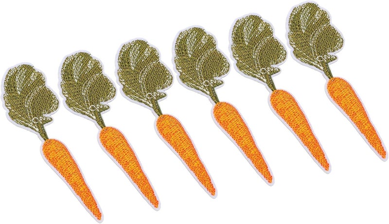 GLOGLOW Nan Iron on Embroidered Patch Set, Cotton Cute Carrot Pattern, 6pcs DIY Patches for Clothing Repair, 10x3.5cm Suitable for Most Fabrics Other Sewing and Embroidery Supplies - Image 2