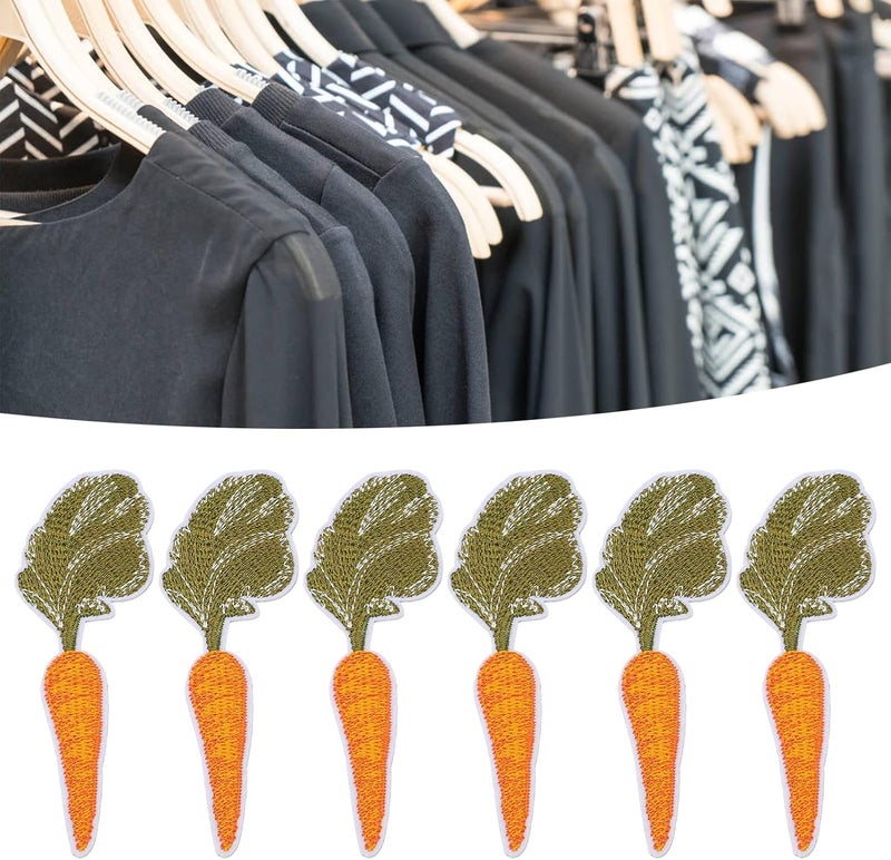 GLOGLOW Nan Iron on Embroidered Patch Set, Cotton Cute Carrot Pattern, 6pcs DIY Patches for Clothing Repair, 10x3.5cm Suitable for Most Fabrics Other Sewing and Embroidery Supplies - Image 3