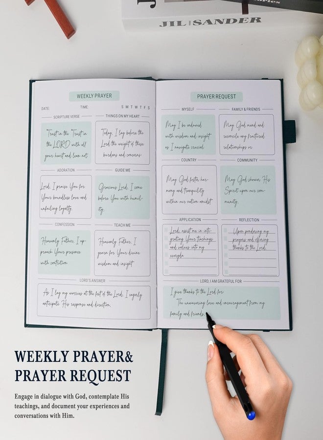 Zorblinx Prayer Journal for Men and Woman - 60 Weeks Bible Journal with Prompts, Verse and Scripture - Devotional Journal for Women and Men, Bible Study Journal for Christians, Pine Green - Image 4