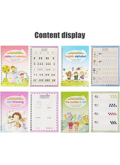 Kinmed Magic Practice Print Copybook for kids, 4 Packs Sank Reusable Magic Ink Handwriting Workbooks Set, Alphabet, Drawing, Addition and Subtraction, Numbers, Pen, Refills and Holders  - Image 2