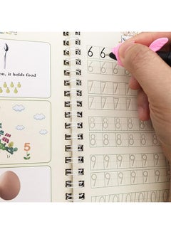 Kinmed Magic Practice Print Copybook for kids, 4 Packs Sank Reusable Magic Ink Handwriting Workbooks Set, Alphabet, Drawing, Addition and Subtraction, Numbers, Pen, Refills and Holders  - Image 4