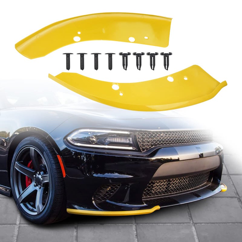 JDMON Front Bumper Lip Splitter Protector Compatible with Dodge Charger SRT HellcatSRT 392  Scat PackRT Scat PackGTRT 20152021 GT RT Accessories Yellow 2pcs