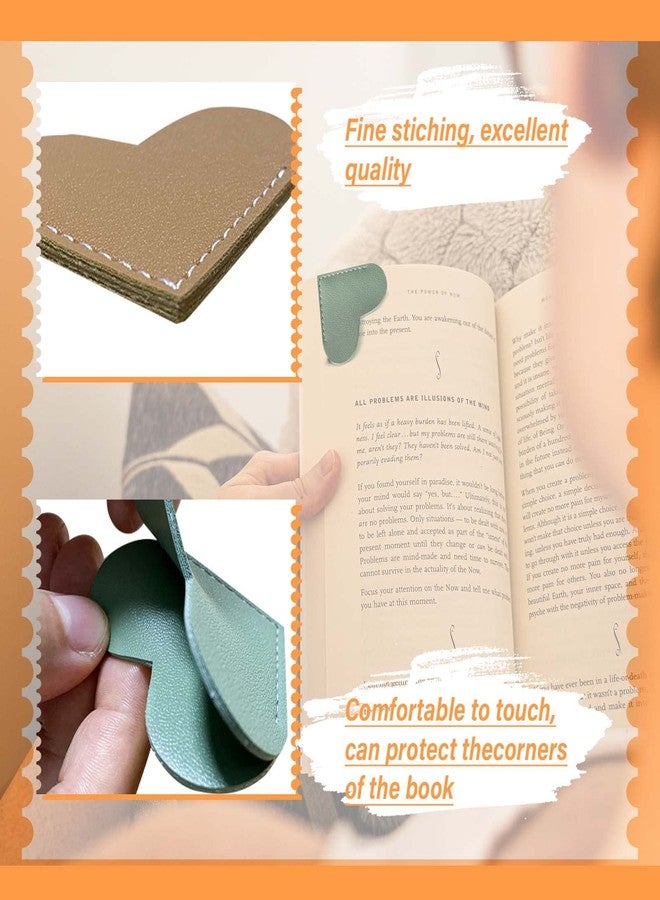 Winjeto Leather Heart Bookmarks - Winjeto 6 Pieces Cute Corner Page Book Marks for Teachers Students Book Reading Lovers, for School Office Home Supplies (Heart（6pcs）) - Image 4