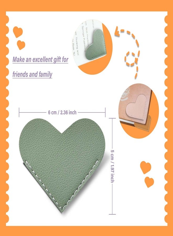 Winjeto Leather Heart Bookmarks - Winjeto 6 Pieces Cute Corner Page Book Marks for Teachers Students Book Reading Lovers, for School Office Home Supplies (Heart（6pcs）) - Image 3