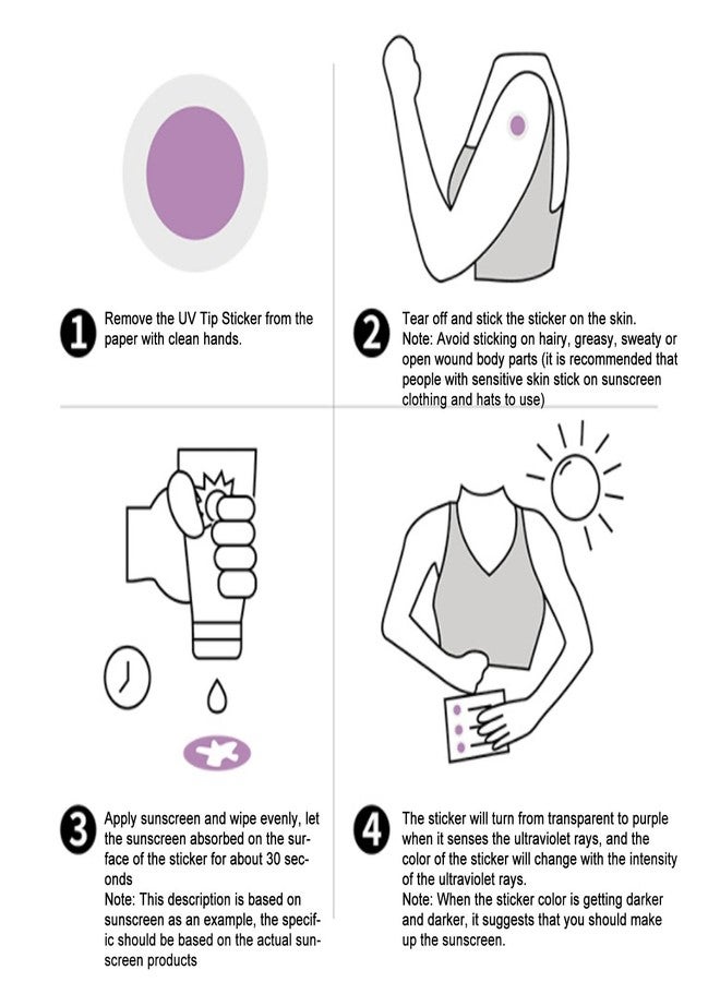 Jiawu Stickers for Sunscreen, 120 Count Detection Stickers, Sweat & Activated Sunscreen Stickers, You Can Wear All Day, Changes Color to Help Prevent Sunburn - Image 4