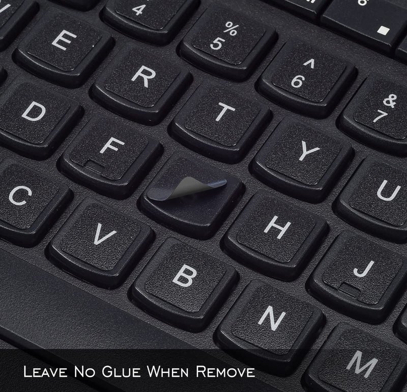 DAMMOMKO 2PCS Universal English Keyboard Stickers with Tweezer, Keyboard Stickers Black Background with White Lettering, Keyboard Letters Replacement Stickers for PC Laptop Desktop Computer Keyboard-English - Image 4