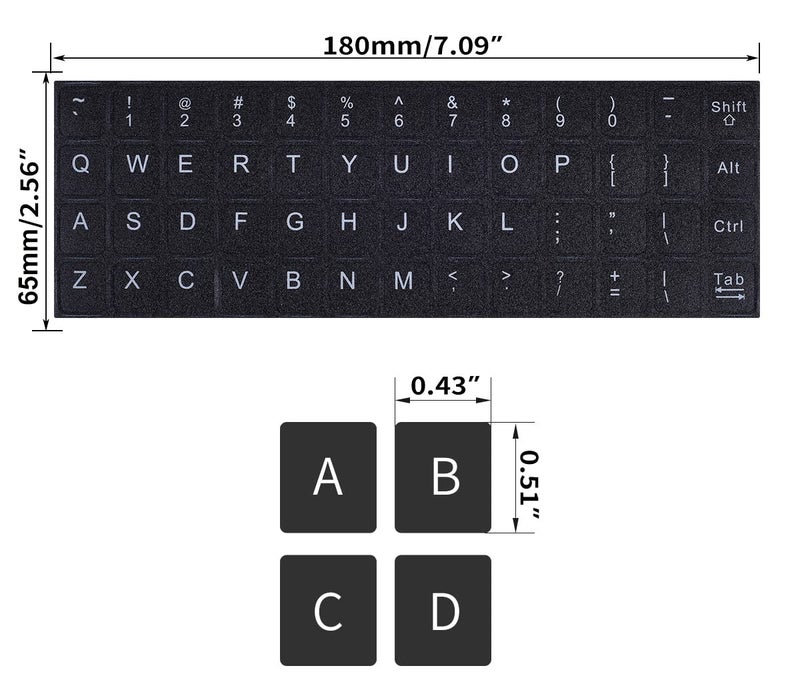 DAMMOMKO 2PCS Universal English Keyboard Stickers with Tweezer, Keyboard Stickers Black Background with White Lettering, Keyboard Letters Replacement Stickers for PC Laptop Desktop Computer Keyboard-English - Image 3
