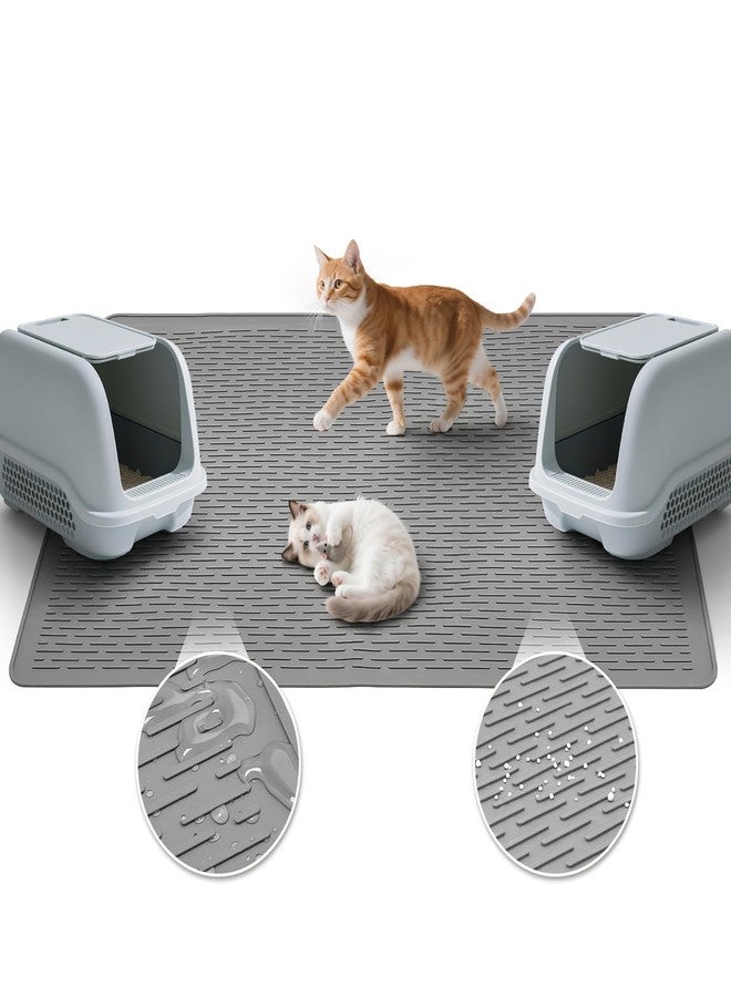 Colewin Cat Litter Mat,Waterproof Soft Litter Mat,39x27in Large Rubber Litter Box Mat,Washable Cat Litter Mat Litter Trapping Mat Easy to Clean,Indoor Floor Xl Kitty Litter Mat - Image 1