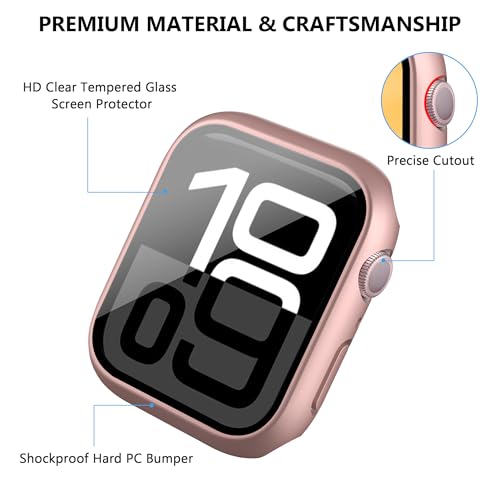 Tiorecime 20 Pack Case for Apple Watch Series 1110 46mm with Tempered Glass Screen Protector Shockproof Hard PC Protective Cover Allaround Bumper Compatible with iWatch S1110 46mm - Image 3