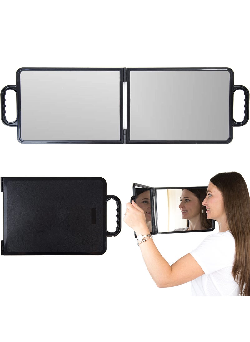 Salon Supply Co Large Folding Mirror with Double Handles  Rectangular Folded Handheld Mirror for Haircuts and Salon Use  Haircut and Styling Mirror 