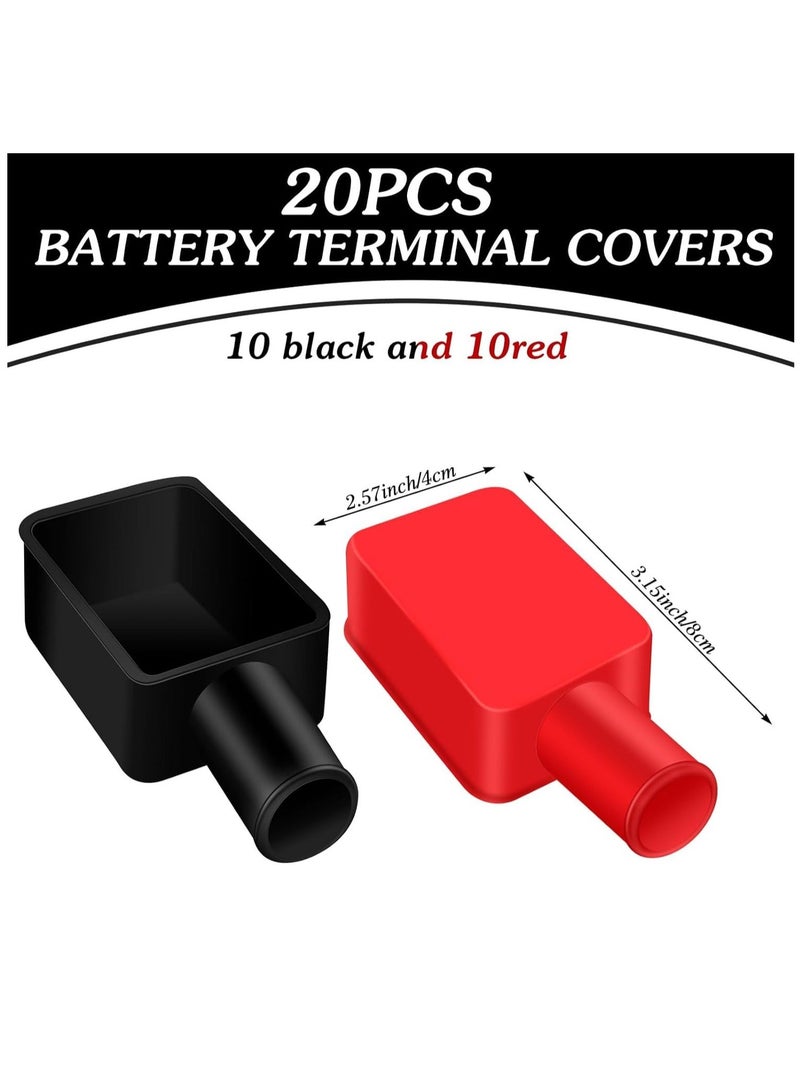 20 Pcs Battery Terminal Covers Red and Black Positive Negative Insulating Stud Covers Flexible Battery Terminal Protector Battery Terminal Protective Caps for Car Trucks Boat Electric Bikes - Image 3