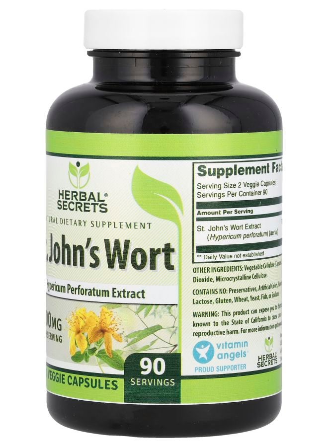 Herbal Secrets St. John's Wort 180 Veggie Capsules (350 mg per Capsule) - Image 2