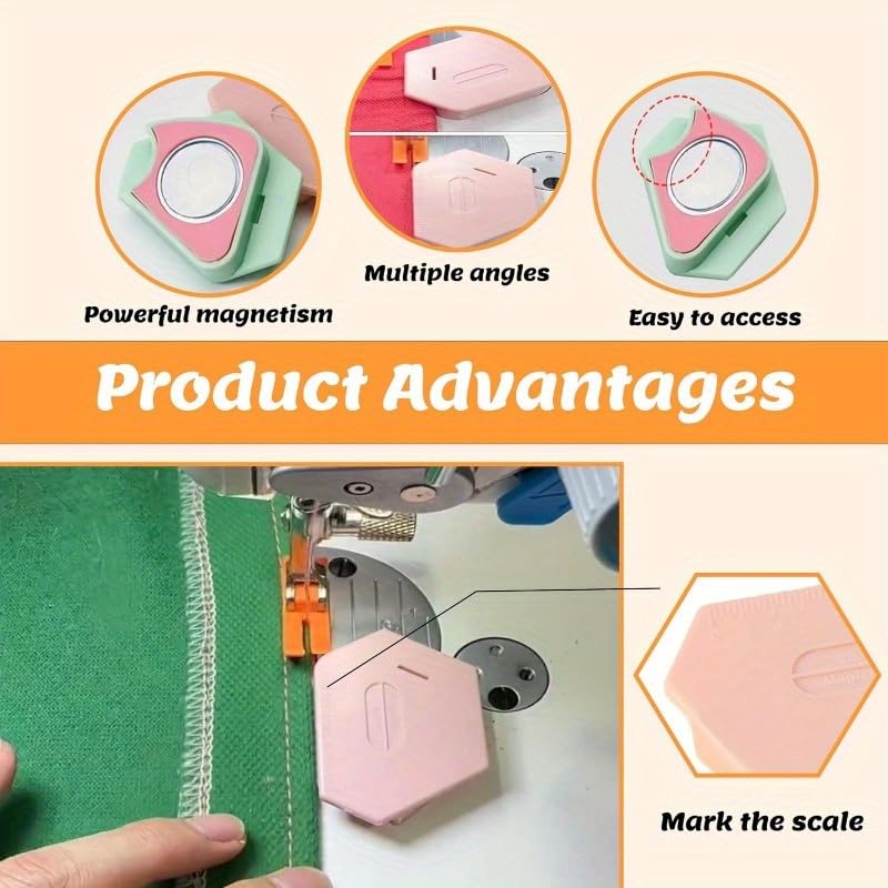 SHOPVILLA SHOPVILLA Sewing Kit Magnetic Seam Guide for Sewing Machines Swing Tools for Machine MultiPurpose Polygonal Tool with Strong Magnets Builtin Scale Fit Easy Edge Alignment Sewing Accessory  - Image 5