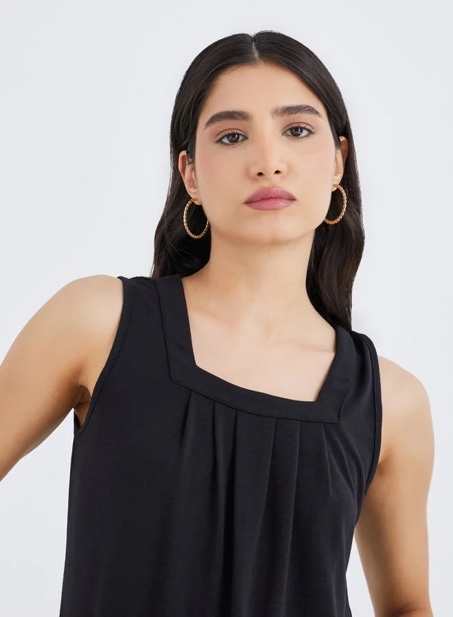 تايك تو بلوزة بدون أكمام مربعة بقطعتين