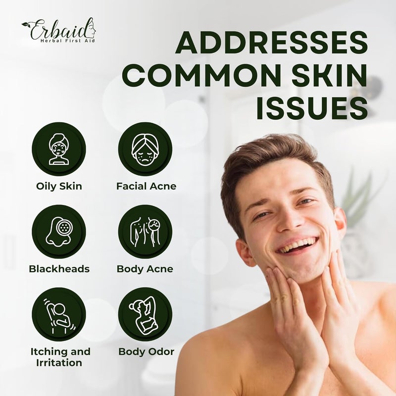 Erbaid Tea Tree Soap Natural Defense Tea Tree Oil Soap Bar for Face Body Remedy Fights Acne Skin Irritation and Prevents Breakouts Deeply Cleansing Hydrating Cleanser for Calm Fresh Skin - Image 3