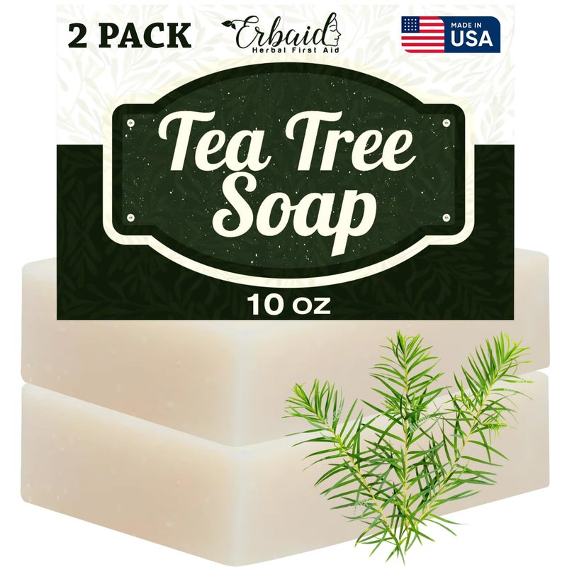 Erbaid Tea Tree Soap Natural Defense Tea Tree Oil Soap Bar for Face Body Remedy Fights Acne Skin Irritation and Prevents Breakouts Deeply Cleansing Hydrating Cleanser for Calm Fresh Skin - Image 1