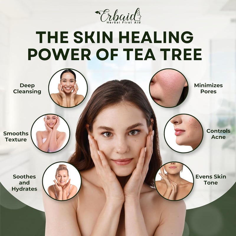 Erbaid Tea Tree Soap Natural Defense Tea Tree Oil Soap Bar for Face Body Remedy Fights Acne Skin Irritation and Prevents Breakouts Deeply Cleansing Hydrating Cleanser for Calm Fresh Skin - Image 2