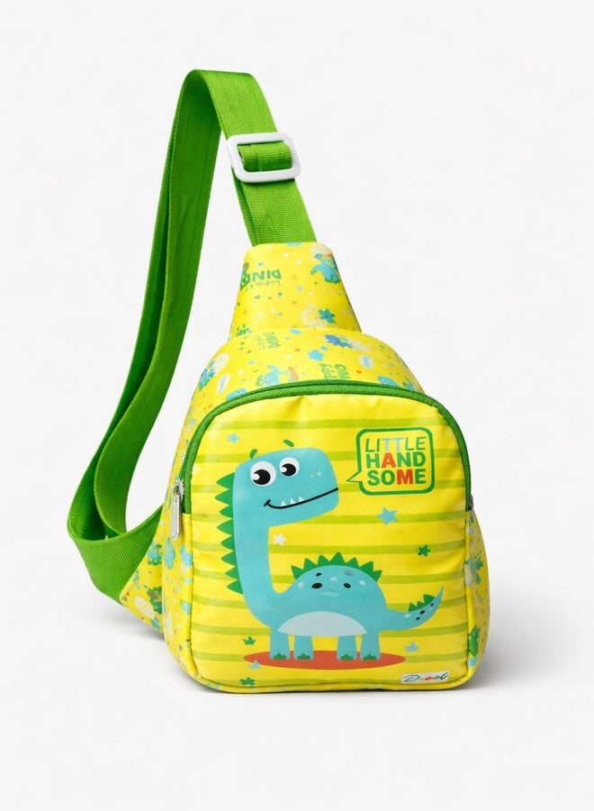 Glitreeprops Kids Dinosaur T-Rex Chest Bag (20 × 13 cm) - Cute Cartoon Jungle Sling Shoulder Bag for Boys & Girls, Small Lightweight Front Crossbody with Zip Compartment - Image 1