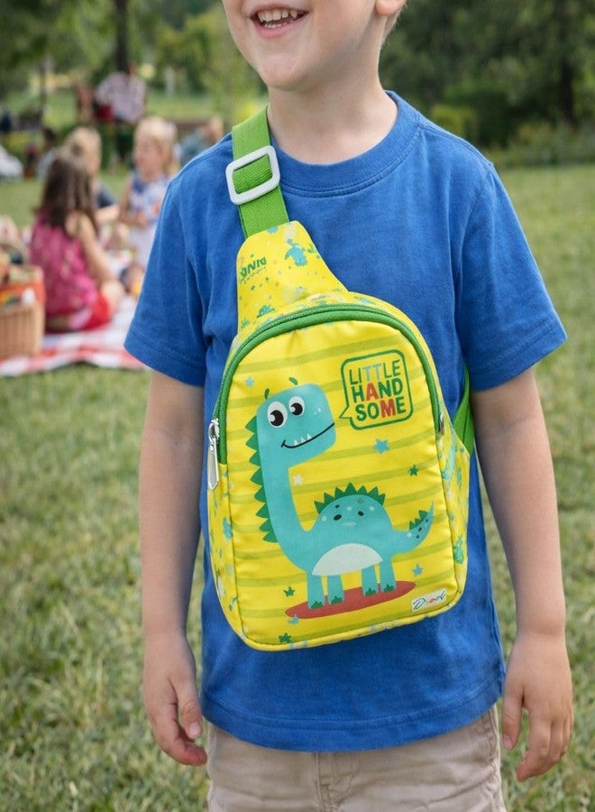 Glitreeprops Kids Dinosaur T-Rex Chest Bag (20 × 13 cm) - Cute Cartoon Jungle Sling Shoulder Bag for Boys & Girls, Small Lightweight Front Crossbody with Zip Compartment - Image 4