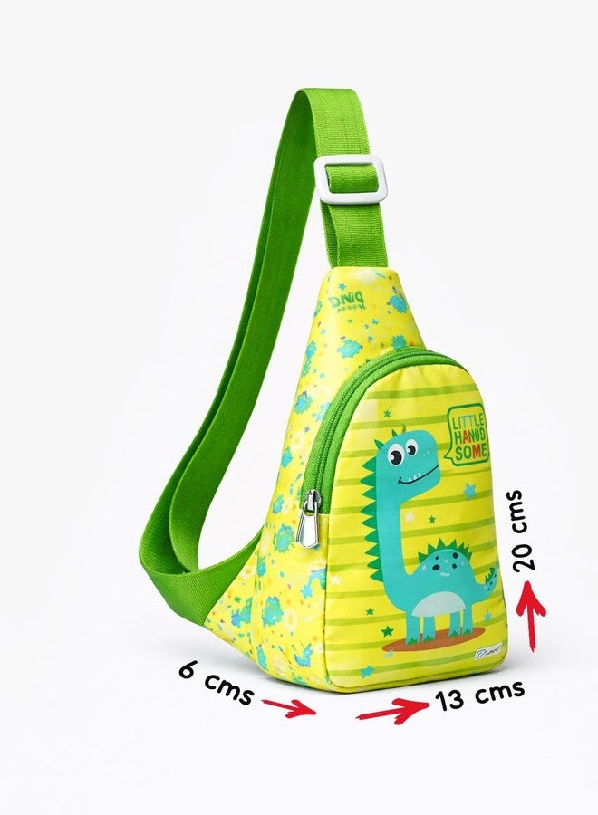 Glitreeprops Kids Dinosaur T-Rex Chest Bag (20 × 13 cm) - Cute Cartoon Jungle Sling Shoulder Bag for Boys & Girls, Small Lightweight Front Crossbody with Zip Compartment - Image 3