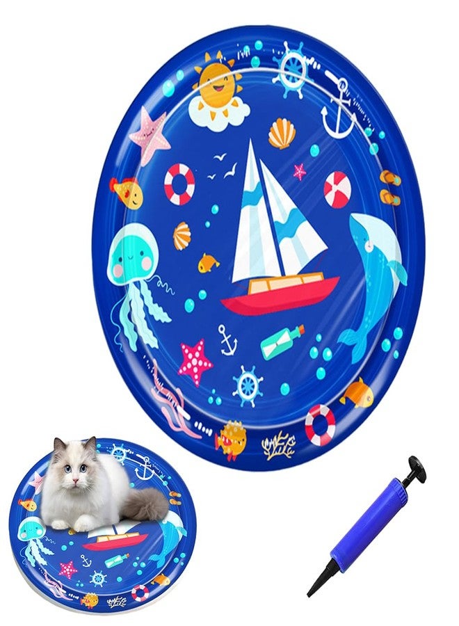 Qpets® Inflatable Pet Summer Cooling Pad,Thicken PVC Cooling Pad with Manual Air Pump,Cartoon Pet Water Chill Mat - Image 1