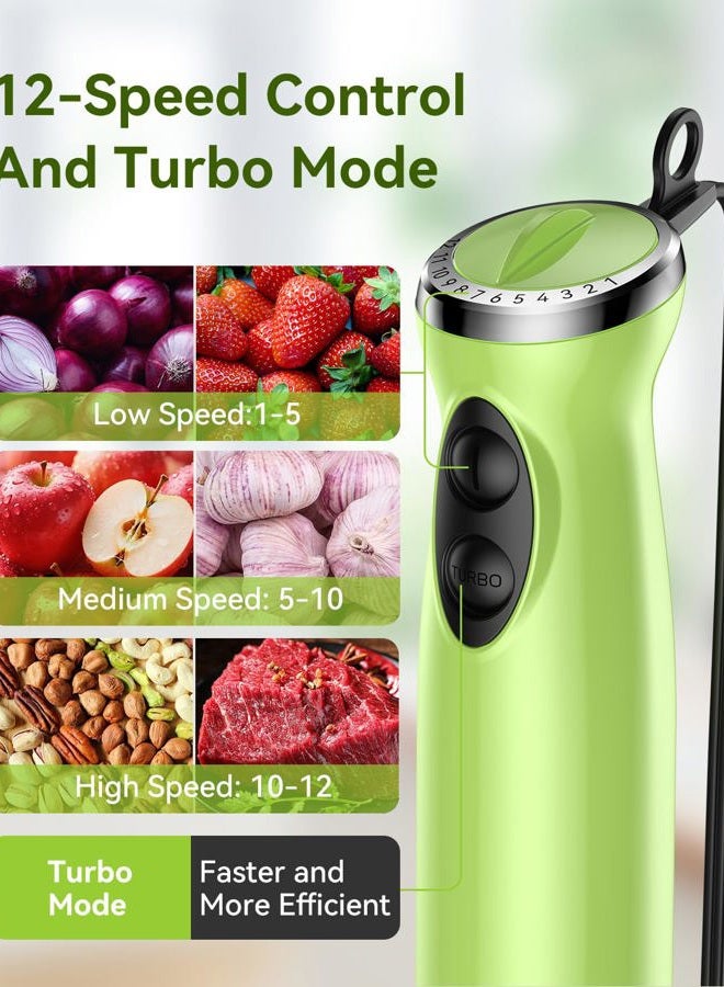 Abuler 5 in 1 Hand Blender, 800W Hand Blender, 12 Speed BPA Free Hand Blender with Mixing Cup, Chopper, Whisk and Milk Frother for Soup, Smoothies, Sauce, Baby Food - Image 4