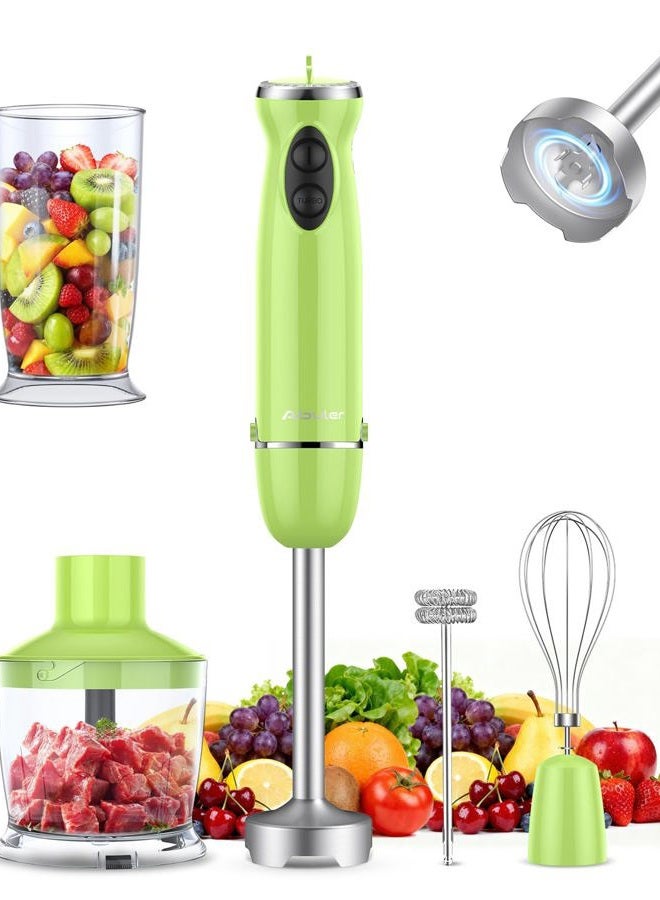 Abuler 5 in 1 Hand Blender, 800W Hand Blender, 12 Speed BPA Free Hand Blender with Mixing Cup, Chopper, Whisk and Milk Frother for Soup, Smoothies, Sauce, Baby Food - Image 1