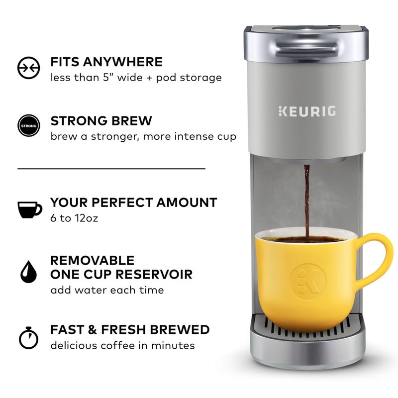 Keurig K-Mini Plus Single Serve K-Cup Pod Coffee Maker, with 6 to 12oz Brew Size, Stores up to 9 K-Cup Pods, Travel Mug Friendly, Studio Gray - Image 2