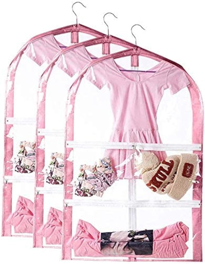 Waterproof Hanging Garment Bag3 Pack Clear Kids Dance Costume Garment Cover35 Inch Garment Bags for Hanging ClothesGarment Bag for Dance Competitions Travel