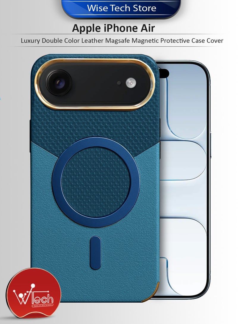 Wtech Apple iPhone Air 5G 2025 Luxury Double Color Leather Magsafe Magnetic Protective Case Cover (MCMPMN) - Storm Blue - Image 1