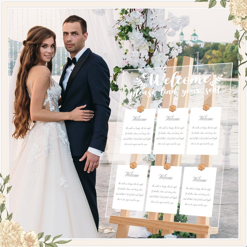 DAOKEY Wedding Seating Chart Display Board, 24x18Inches Acrylic Table Seating Chart for Wedding Reception, Clear Wedding Sign Seating Chart, Welcome Find Your Seat Display Board (Transparent) - Image 2