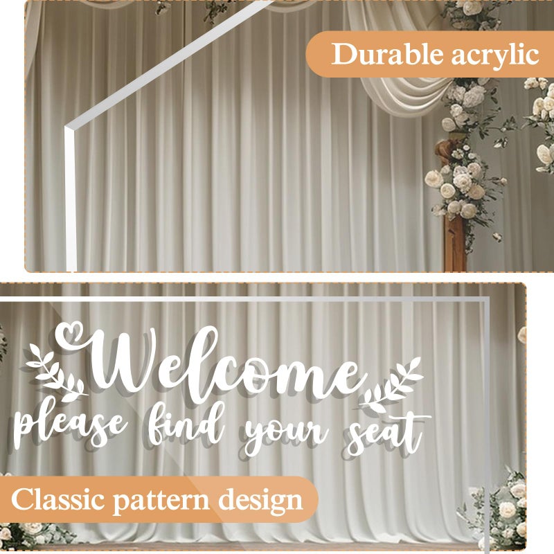 DAOKEY Wedding Seating Chart Display Board, 24x18Inches Acrylic Table Seating Chart for Wedding Reception, Clear Wedding Sign Seating Chart, Welcome Find Your Seat Display Board (Transparent) - Image 5