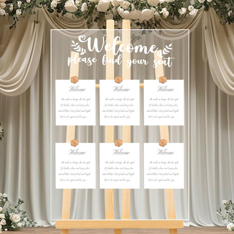 DAOKEY Wedding Seating Chart Display Board, 24x18Inches Acrylic Table Seating Chart for Wedding Reception, Clear Wedding Sign Seating Chart, Welcome Find Your Seat Display Board (Transparent) - Image 3
