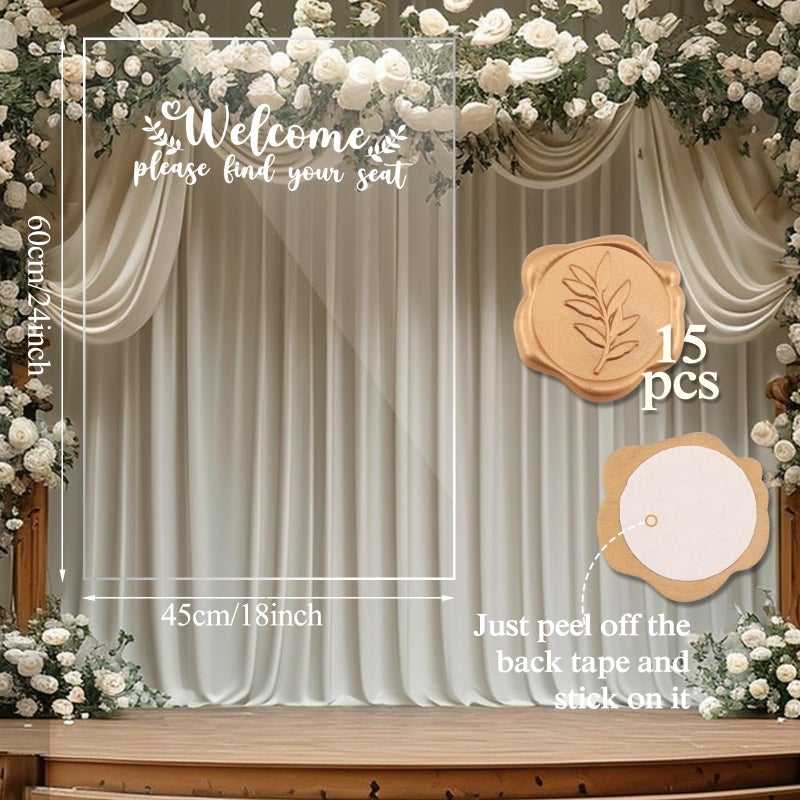 DAOKEY Wedding Seating Chart Display Board, 24x18Inches Acrylic Table Seating Chart for Wedding Reception, Clear Wedding Sign Seating Chart, Welcome Find Your Seat Display Board (Transparent) - Image 4