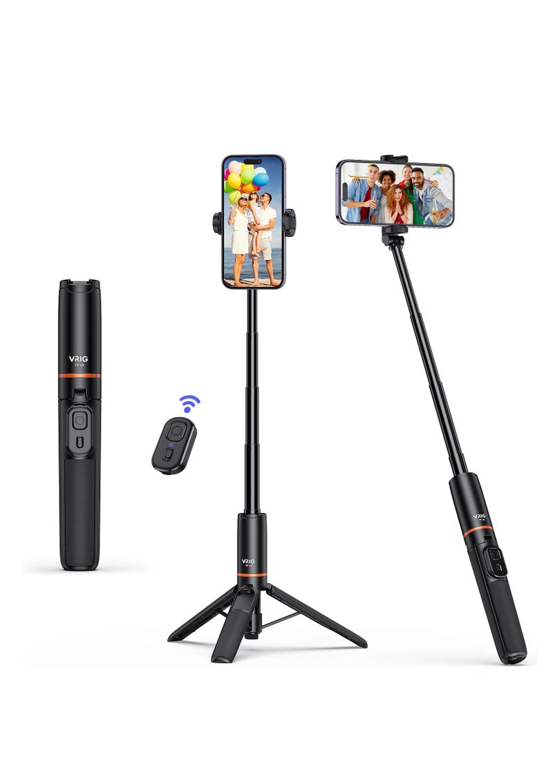 VRIG - VRIG 24'' NEWEST TP-19 Extendable Selfie Stick Tripod for Phone Max. Length 59.5cm23.4in with Remote Shutter Phone Tr for Vlog Selfie Live Streaming Group Photo Video with Bluetooth Shutter,Cell Phone Tripod Stand for Video Recording Compatible with iPhone 16/15/14/13/all - Image 1