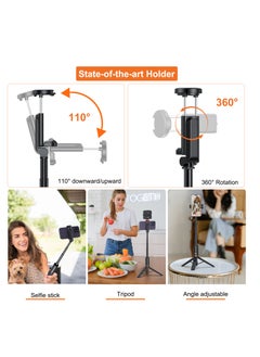 VRIG VRIG 24'' NEWEST TP-19 Extendable Selfie Stick Tripod for Phone Max. Length 59.5cm23.4in with Remote Shutter Phone Tr for Vlog Selfie Live Streaming Group Photo Video with Bluetooth Shutter,Cell Phone Tripod Stand for Video Recording Compatible with iPhone 16/15/14/13/all  - Image 3